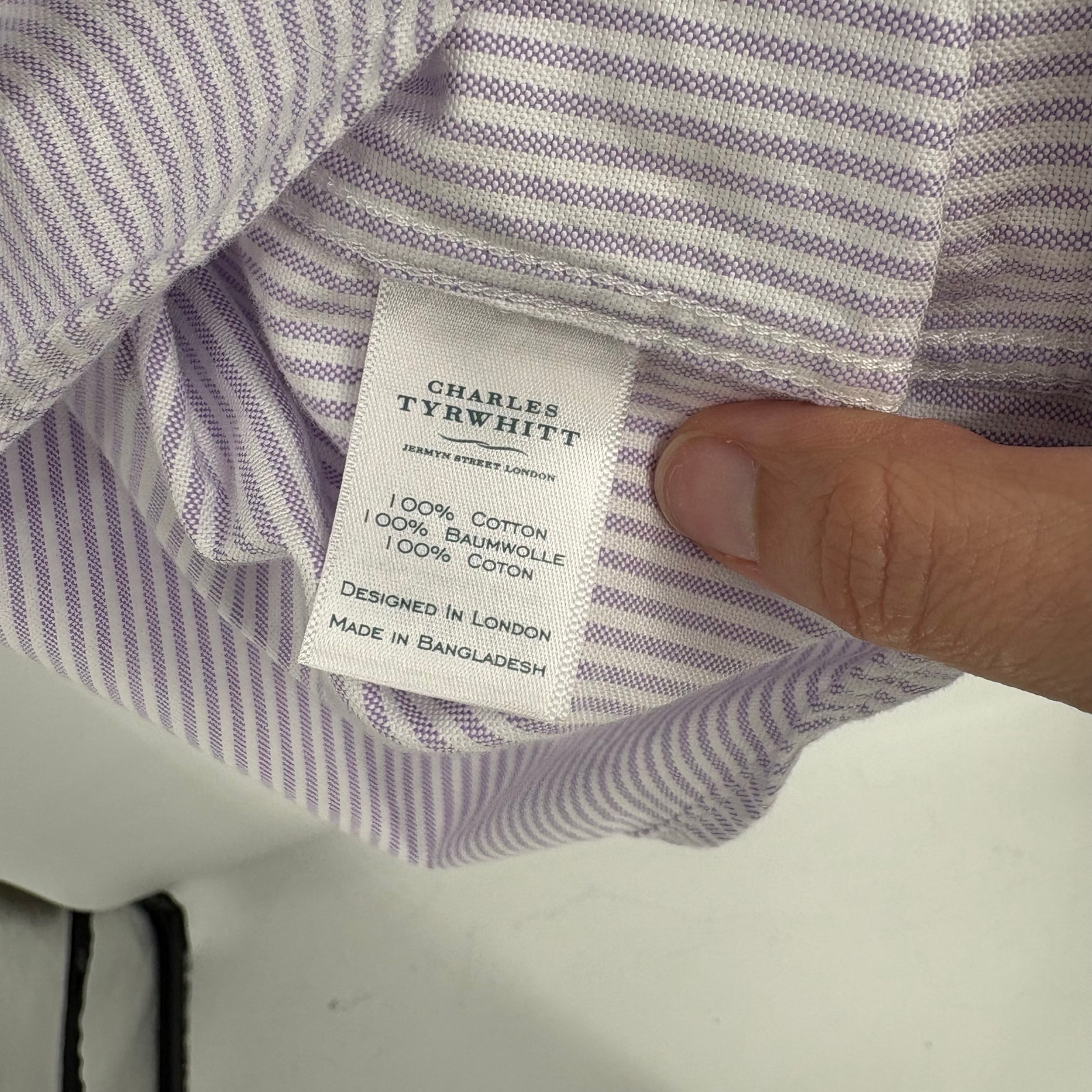 Charles Tyrwhitt Pruple Stripes Button Down Shirt Business Casual Size Xxxl — image 6 of 8